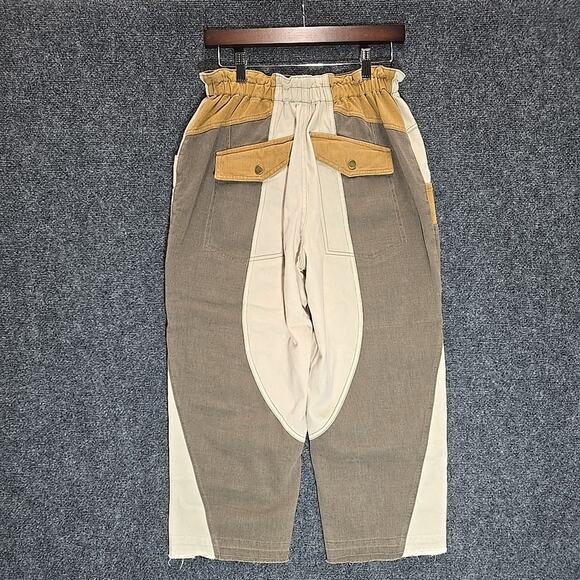 Oli & Hali Patchwork Paperbag Cargo Pants M Boho Utility Earthy Mineral Wash - Picture 16 of 16